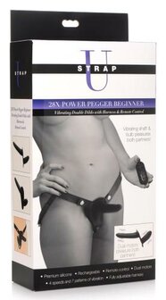 Power Pegger Dubbele Strap-On Vibrator - Zwart