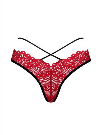 Mettia Sexy Kanten String - Zwart/Rood