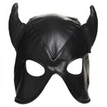 Dungeon Demon Bondage Masker Met Hoorns - Zwart Dungeon Demon Bondage Masker Met Hoorns - Zwart